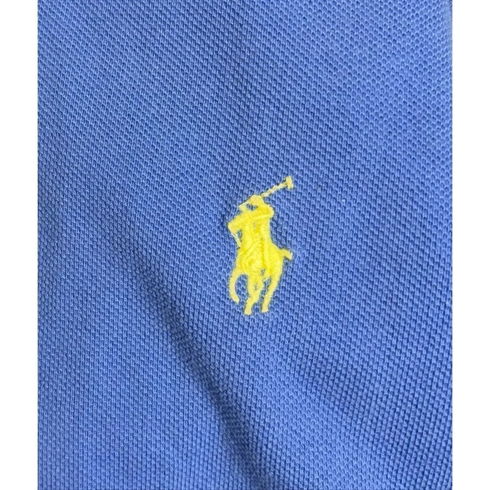 Polo Ralph Lauren Polo Shirt Mens XXL Blue Yellow Pony Short Sleeve Custom Fit